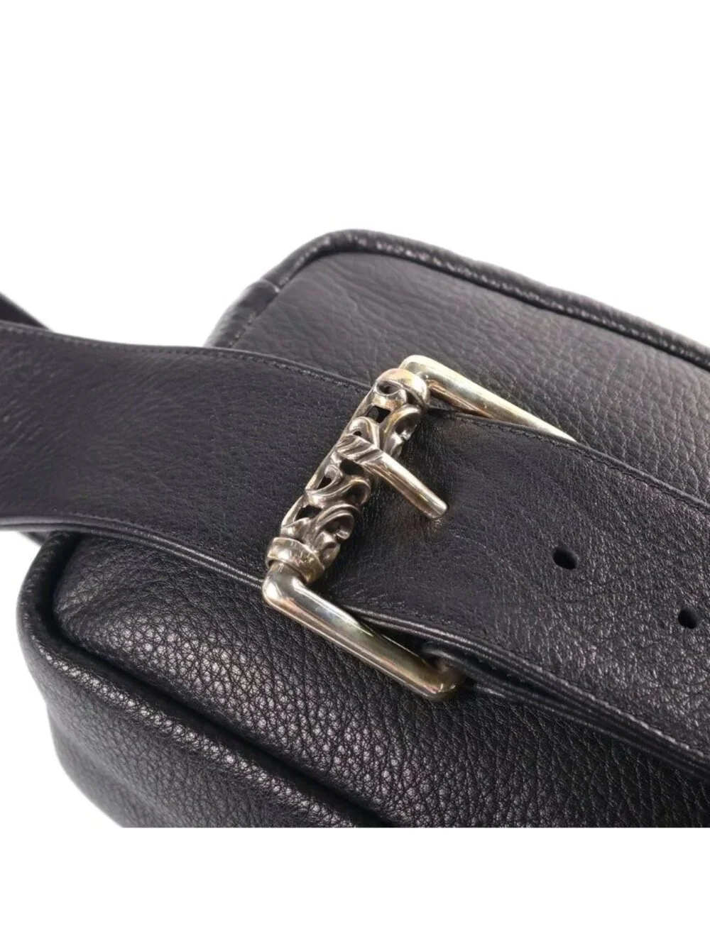 Chrome Hearts Strap on Leather Shoulder Bag Black